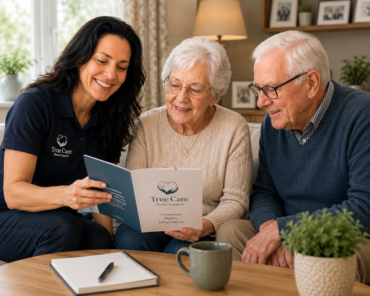 True Care carer supporting an elderly couple at home